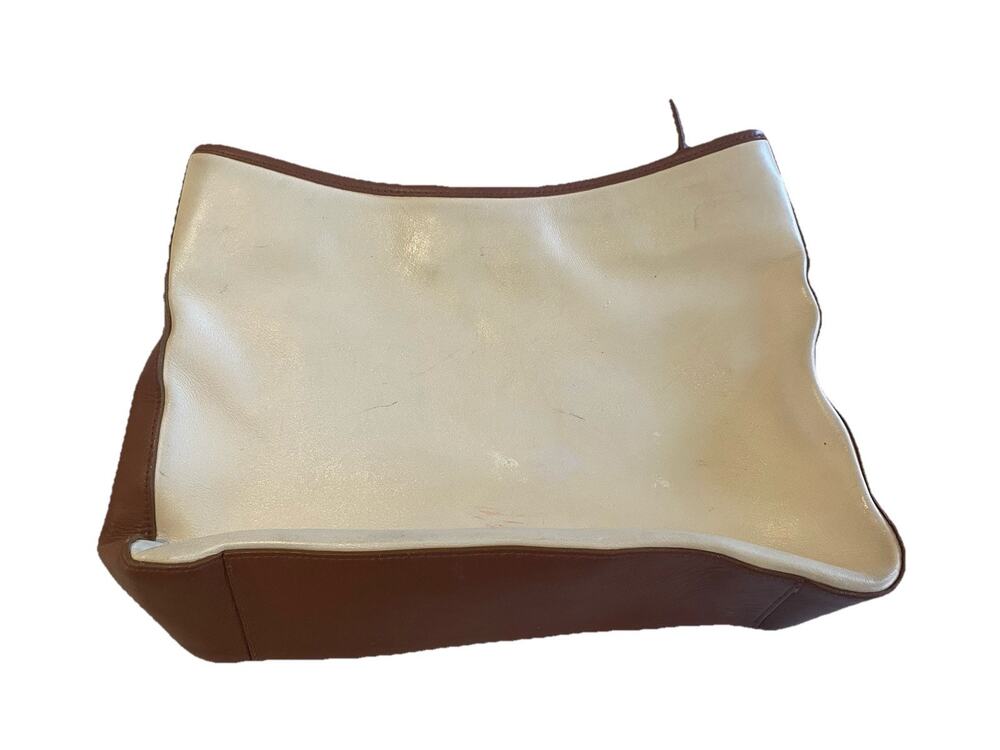 Vintage Lauren Ralph Lauren 1967 Bag Purse cream Ivory brown Leather w/o straps
